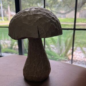 Gold Faux Wooden Mushroom Sculpture